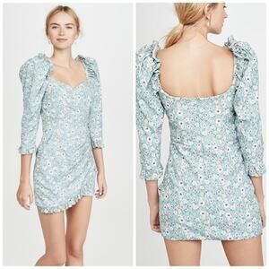 IORANE Women's Liberty Floral Puff Sleeve Ruffle‎ Trim Mini Dress Size XL